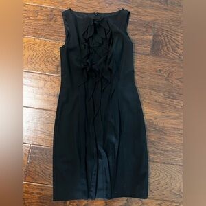 Ann Taylor Black Ruffle Front Sheath Dress Size 0
